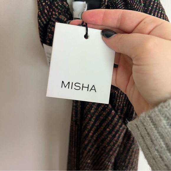 NWT Misha Dulci Metallic Stripe Cut Out Bodycon Dress - Picture 6 of 12